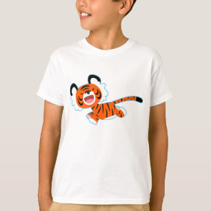 Gullig tecknadtiger på springakvinnaT-tröja T-shirt