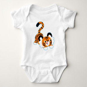 Gullig tecknadtigerredo som leker babydräkt t-shirt