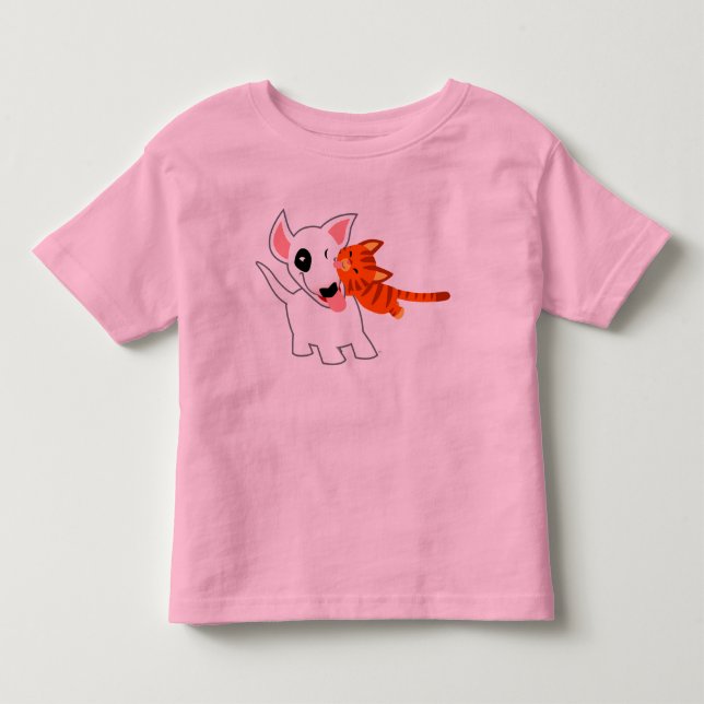Gullig tecknadtjurTerrier och kattungeungeT-tröja T-shirt (Framsida)