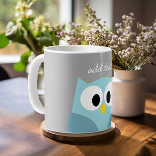 Gullig tecknaduggla - blått- och kaffemugg