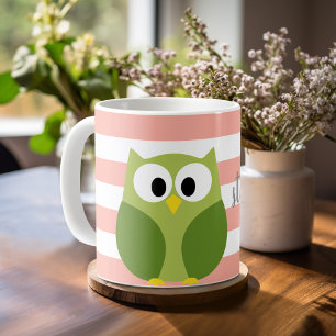 Gullig tecknaduggla - känd Calligraphy för koral Kaffemugg