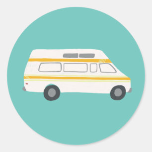 Gullig teckning för vintageRV Skåpbil Motorhome Runt Klistermärke