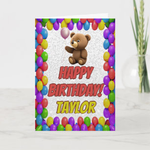 Gullig Teddybjörn Födelsedagsgratulationer Kort