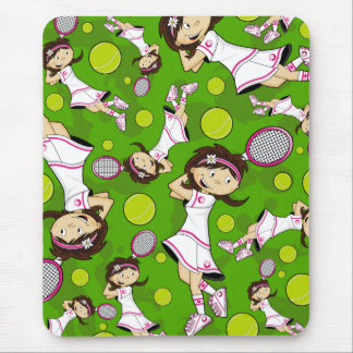 Gullig tennisflicka Mousepad Musmatta