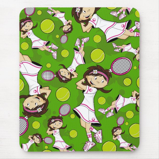 Gullig tennisflicka Mousepad Musmatta (Framsidan)