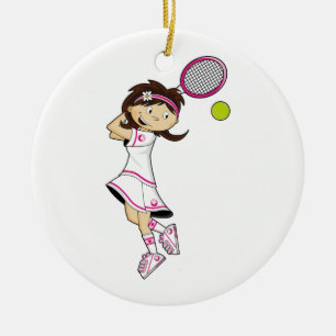 Gullig tennisflickaprydnad julgransprydnad keramik
