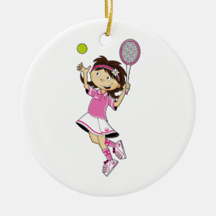 Gullig tennisflickaprydnad julgransprydnad keramik