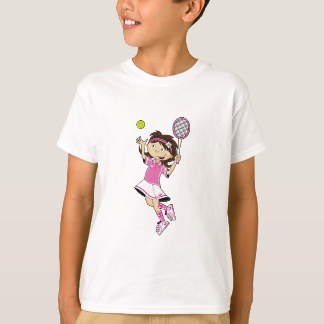 Gullig tennisflickaT-tröja T Shirt (Framsida)
