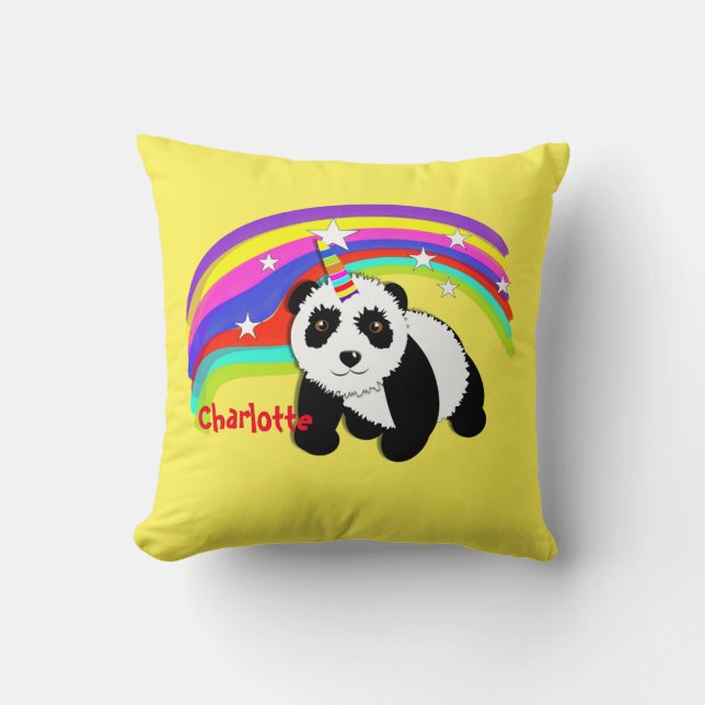 Gullig Themed fantasiUnicornPanda Kudde (Framsida)
