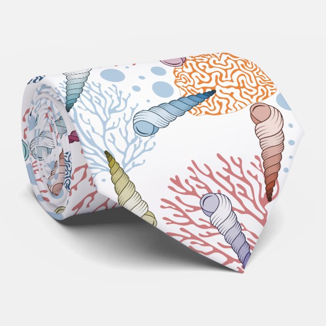 Gullig tie för mönster för strandsnäckskalkorall slips (Rullad)