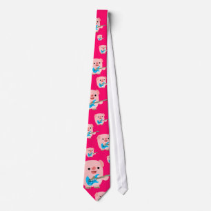 Gullig Tie för Rockin tecknadgris Slips