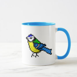 Gullig tit för PIXELkonstblått Mugg