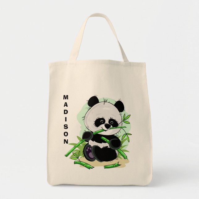 Gullig tote bags för Pandaanpassningsbarnamn Tygkasse (Framsidan)