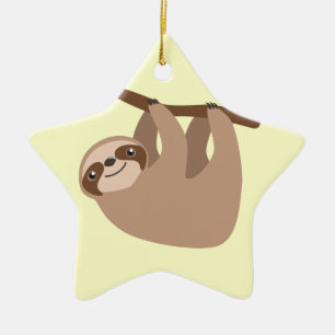 Gullig Tre-Toed Sloth Julgransprydnad Keramik
