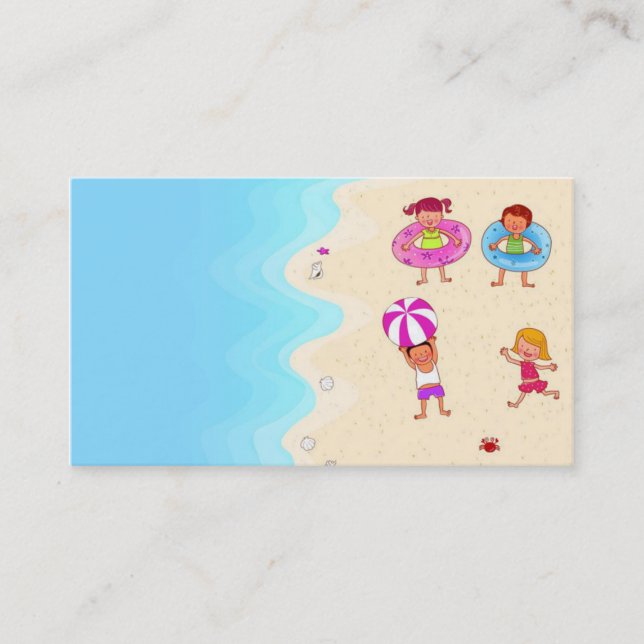 gullig trevlig älskvärd mall för att simma barn visitkort (Framsida)