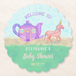Gullig triumfvagn för baby shower för underlägg papper
