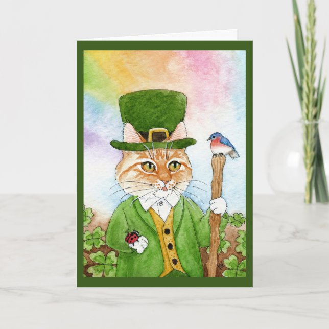 Gullig trollkatt, St-paddy'sdag, vårkort Helgkort (Framsida)