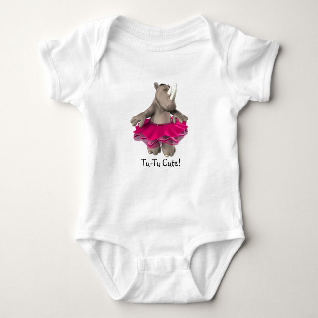 Gullig Tu-Tu! Vit för noshörningbabyT-tröja T-shirt (Framsida)