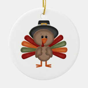 Gullig Turkiet thanksgiving (anpassadet) Julgransprydnad Keramik