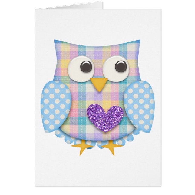 Gullig uggla hälsningskort (Framsidan)