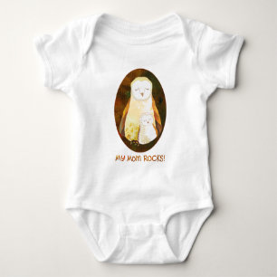Gullig ugglababy och mammaspädbarnT-tröja T-shirt