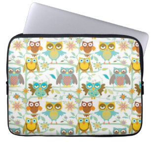 Gullig ugglabesättning laptop sleeve