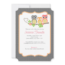 gullig ugglaflickadusch 5" X 7" inbjudankort