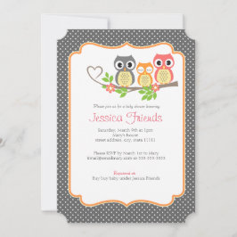 gullig ugglaflickadusch 5" X 7" inbjudankort Inbjudningar