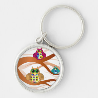 gullig ugglakeychain rund silverfärgad nyckelring