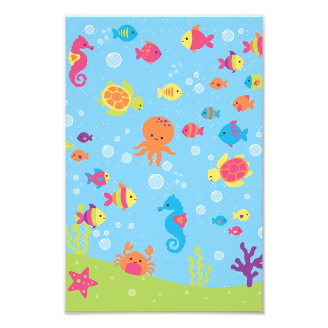 Gullig undervattens- plats fototryck (Framsidan)