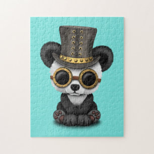 Gullig unge för björn för Steampunk babyPanda Pussel