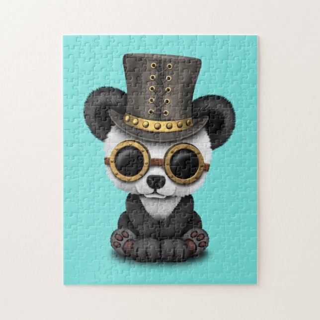 Gullig unge för björn för Steampunk babyPanda Pussel (Vertikal)