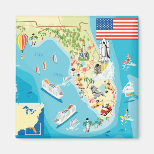 Gullig ungeFlorida karta Magnet
