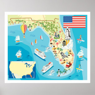 Gullig ungeFlorida karta Poster