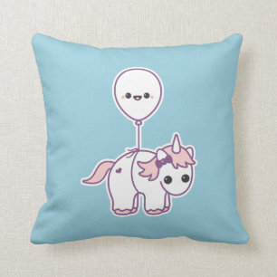 Gullig Unicorn med ballongen Kudde