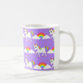 Gullig unicorn- och regnbågemugg kaffemugg