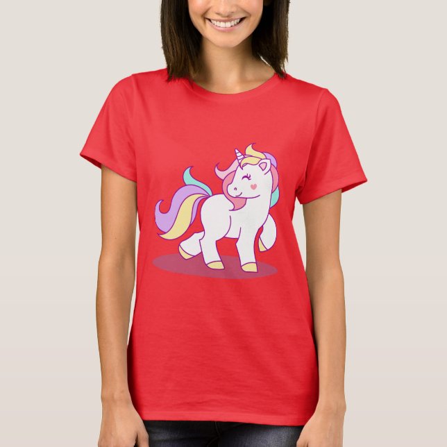 Gullig Unicornbakgrund T Shirt (Framsida)
