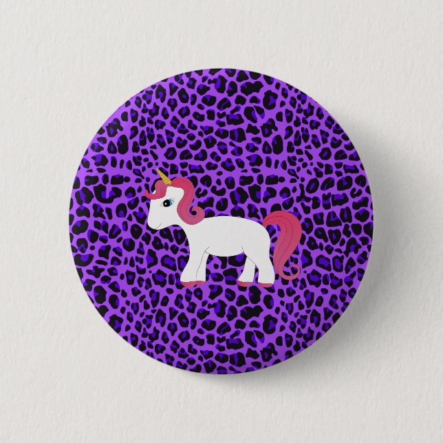 Gullig unicornlilaleopard knapp (Framsida)