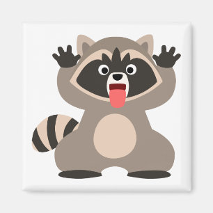 Gullig uppnosig tecknadRaccoon Magnet