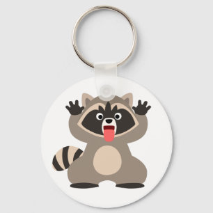 Gullig uppnosig tecknadRaccoon Nyckelring