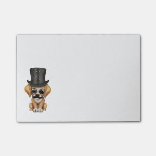Gullig utsmyckad valp med monoclen och top hat post-it block