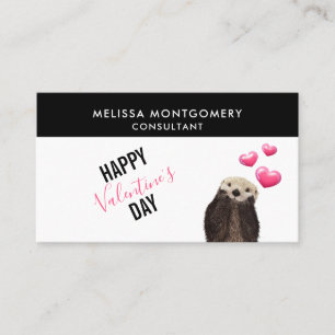 Gullig utter med hjärtavalentin dag visitkort