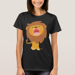 Gullig väldig ryta lejon tecknadkvinnaT-tröja T Shirt