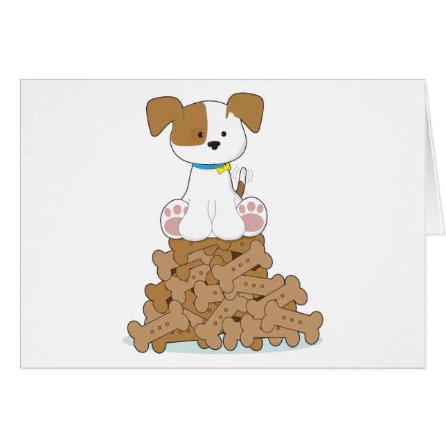 Gullig valp och ben hälsningskort (Framsidan Horizontal)