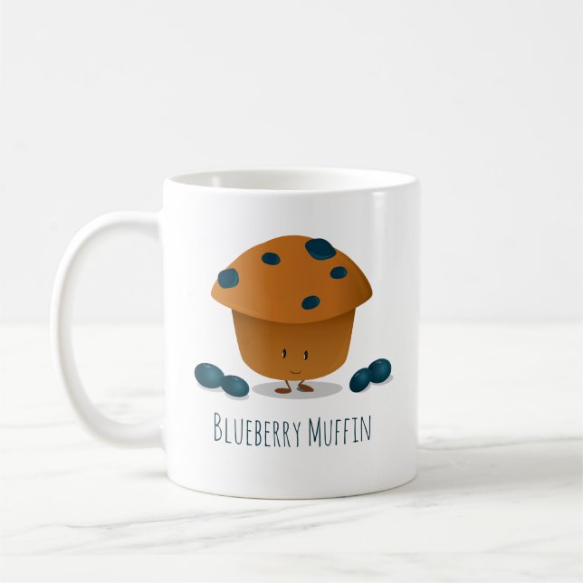 Gullig vänlig blåbärmuffintecknade figurer kaffemugg (Vänster)