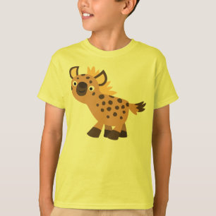 Gullig vänlig T-tröja för tecknadHyenabarn T-shirt