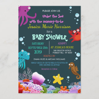Gullig varelse under OSAN för havshavbaby shower Inbjudningar