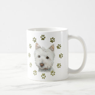 Gullig västra höglands- vitTerrierhund och tassa Kaffemugg