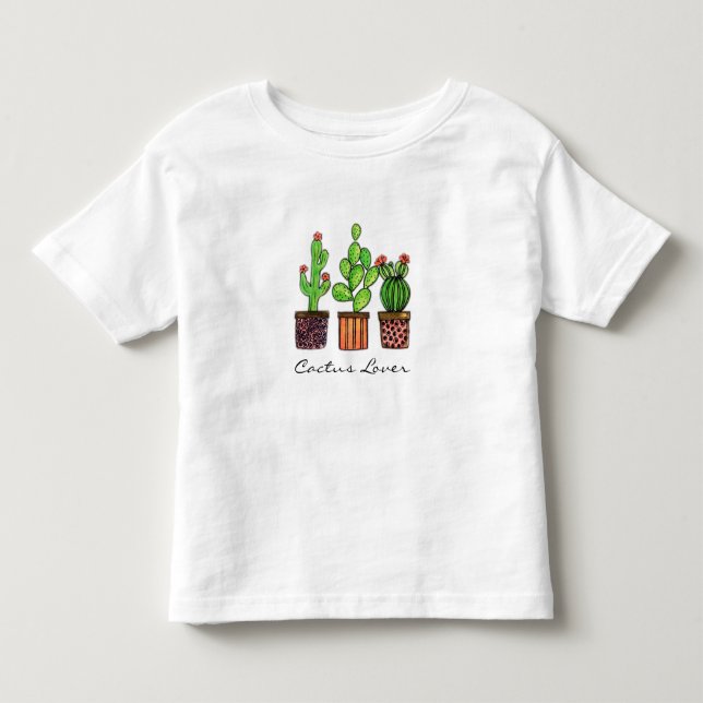 Gullig vattenfärgkaktus i krukar tee shirt (Framsida)