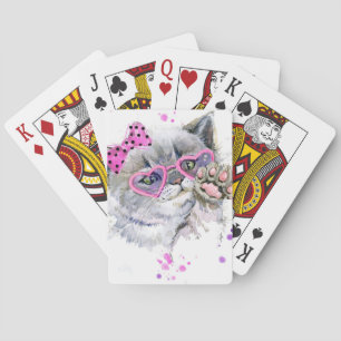 Gullig vattenfärgkattunge casinokort